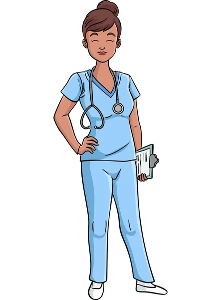 この漫画は看護師のイラストを示しています — ストックベクタ