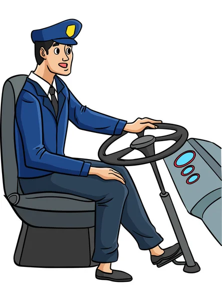 Kreskówka Clipart Pokazuje Kierowcy Autobusu Ilustracji — Wektor stockowy