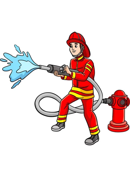 This cartoon clipart shows a Firefighter illustration.