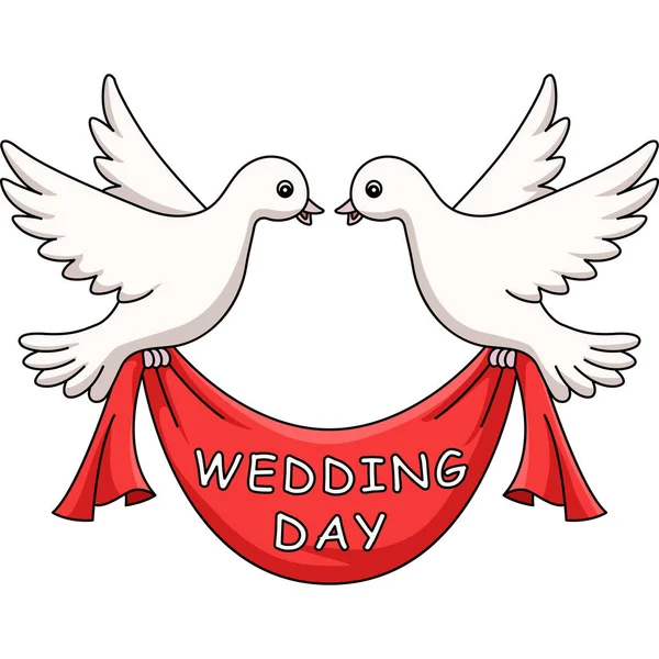 Cartoon Clipart Shows Wedding Day Dove Illustration — Stock Vector