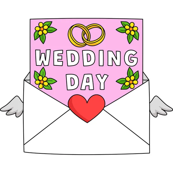 Cartoon Clipart Shows Wedding Day Letter Illustration — Stock Vector
