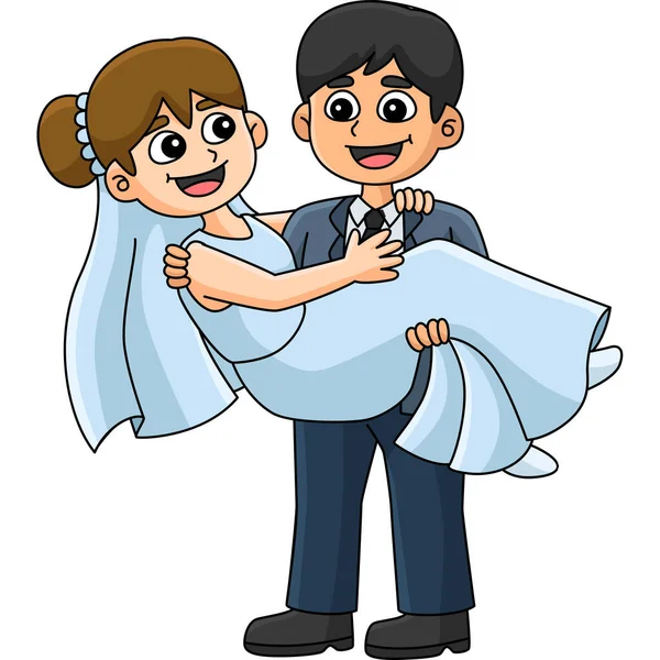 Dieser Cartoon Clip Zeigt Einen Bräutigam Der Eine Brautillustration Trägt — Stockvektor