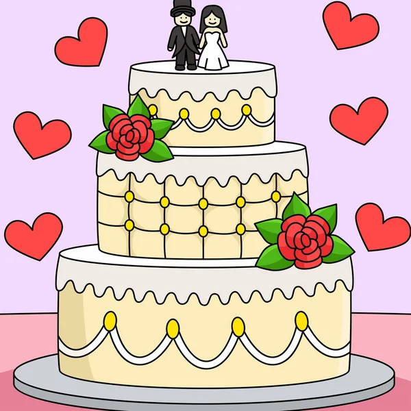Dieses Cartoon Cliparts Zeigt Eine Hochzeitstorte Illustration — Stockvektor