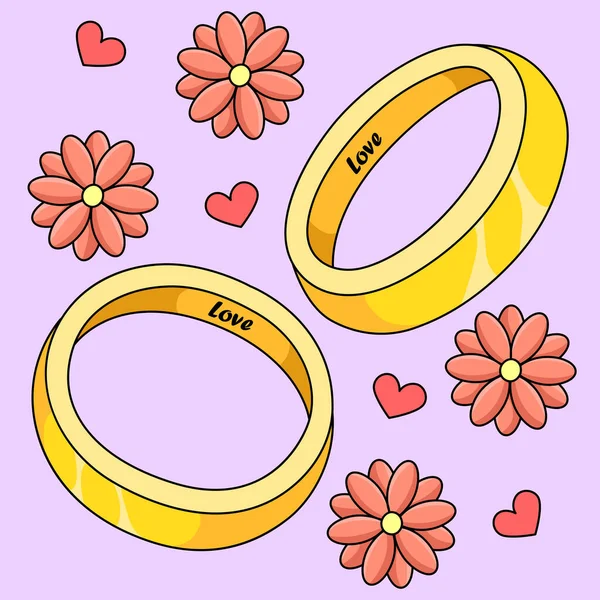 Karikatür Bir Evlilik Yüzüğü Çizimini Gösteriyor — Stok Vektör