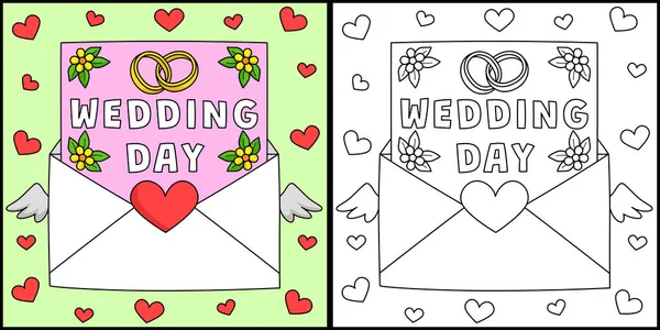 Questa Pagina Colorare Mostra Una Lettera Giorno Del Matrimonio Lato — Vettoriale Stock