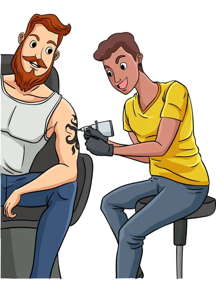 Tento Karikatura Kliparty Ukazuje Tattoo Artist Ilustrace — Stockový vektor