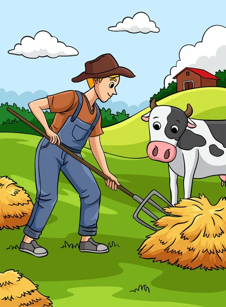 Rajzfilm Előfizető Mutat Egy Farmer Illusztráció — Stock Vector