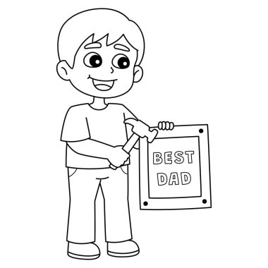 A cute and funny coloring page of the Best Dad. Provides hours of coloring fun for children. Color, this page is very easy. Suitable for little kids and toddlers.