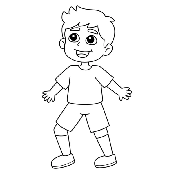 Cute Funny Coloring Page Happy Boy Provides Hours Coloring Fun —  Vetores de Stock