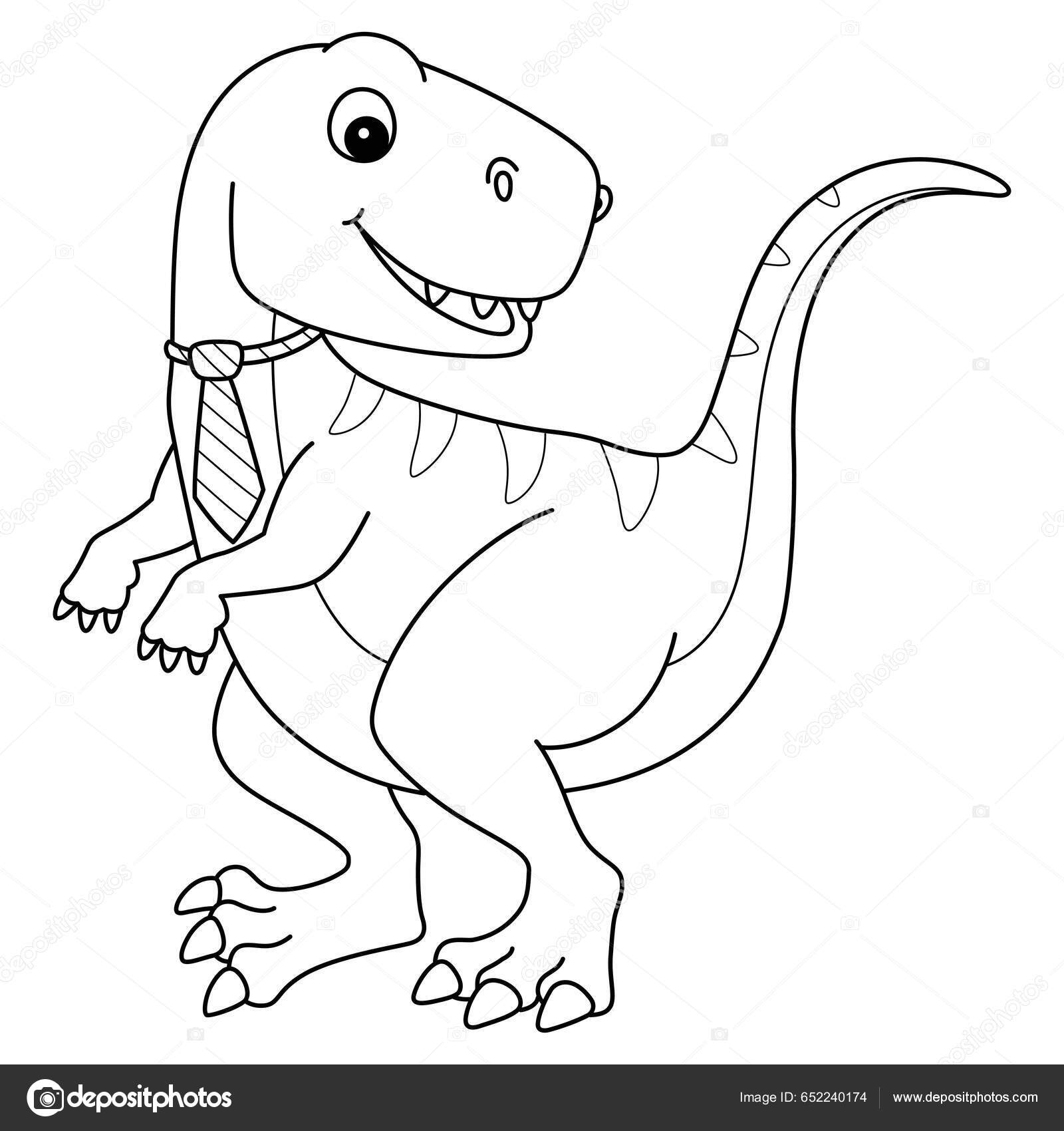 Una Página Para Colorear Lindo Divertido Tyrannosaurus Proporciona Horas  Diversión Vector de stock #652240174 de ©abbydesign, image size:1600x1700