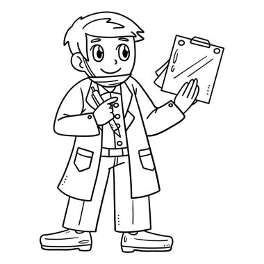 Elinde pano olan bir doktorun şirin ve komik renkli sayfası. Çocuklar için saatlerce boyama eğlencesi sağlıyor. Renk, bu sayfa çok kolay. Küçük çocuklar ve yeni yürümeye başlayanlar için uygun..