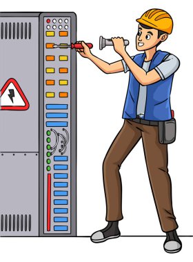 Bu karikatür klibinde bir Elektrikçi illüstrasyonu gösteriliyor.