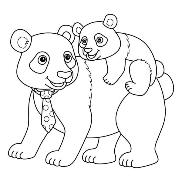 お父さんパンダと赤ちゃんパンダの可愛くて面白いぬり絵です 子供のための着色の楽しみの時間を提供します このページは非常に簡単です 小さな子供や幼児に適しています — ストックベクタ