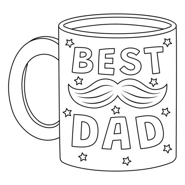 Μια Χαριτωμένη Και Αστεία Σελίδα Χρωματισμού Ενός Best Dad Mug — Διανυσματικό Αρχείο