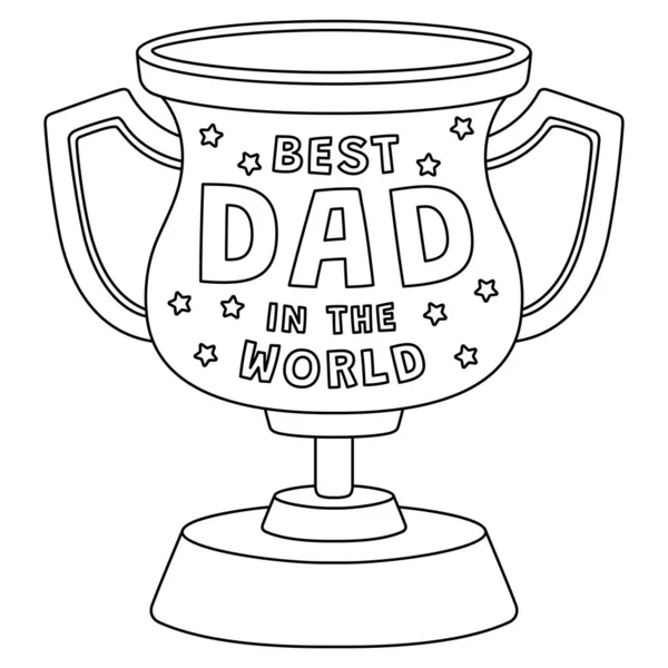 Una Página Para Colorear Lindo Divertido Para Trofeo Mejor Papá — Vector de stock
