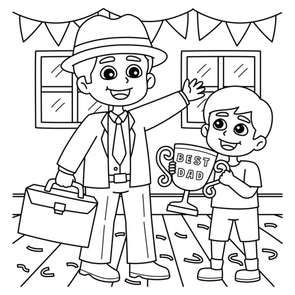 Cute Funny Coloring Page Best Dad Provides Hours Coloring Fun —  Vetores de Stock