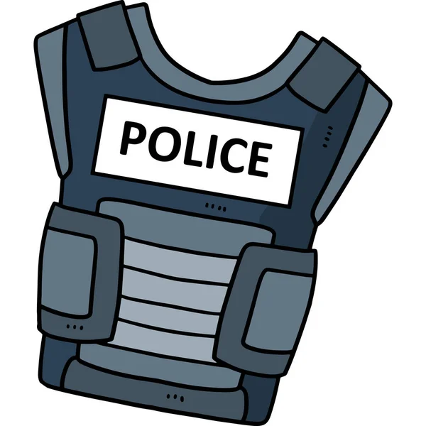 这个漫画部分展示了一个警察防弹背心的例子 — 图库矢量图片