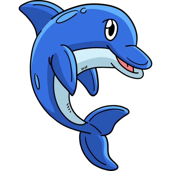 Deze Cartoon Clipart Toont Een Dolfijn Illustratie — Stockvector