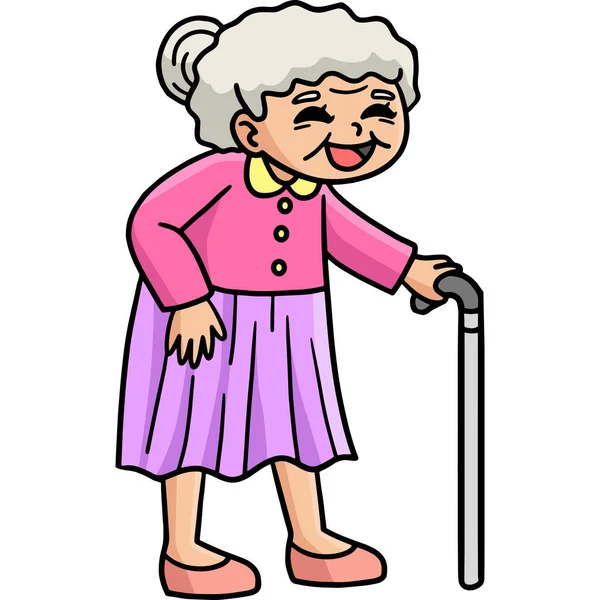 这个卡通片里有一个老妇人的插图 — 图库矢量图片