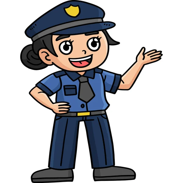 Este Clipart Desenho Animado Mostra Uma Ilustração Policewoman — Vetor de Stock