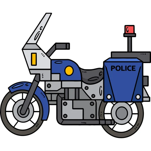 这个卡通片部分展示了一辆警察摩托车的图片 — 图库矢量图片