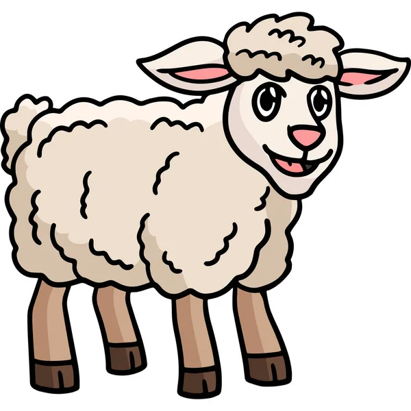 この漫画のクリップは羊のイラストを示しています — ストックベクタ