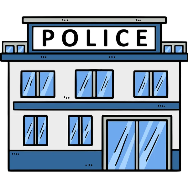 警察署のイラストが描かれた漫画クリップです — ストックベクタ