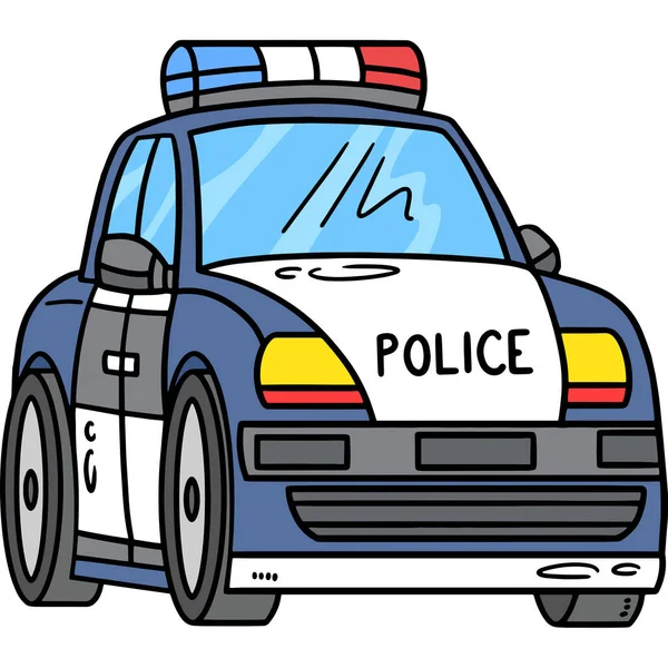 Kreskówka Clipart Pokazuje Ilustrację Samochodu Policyjnego — Wektor stockowy