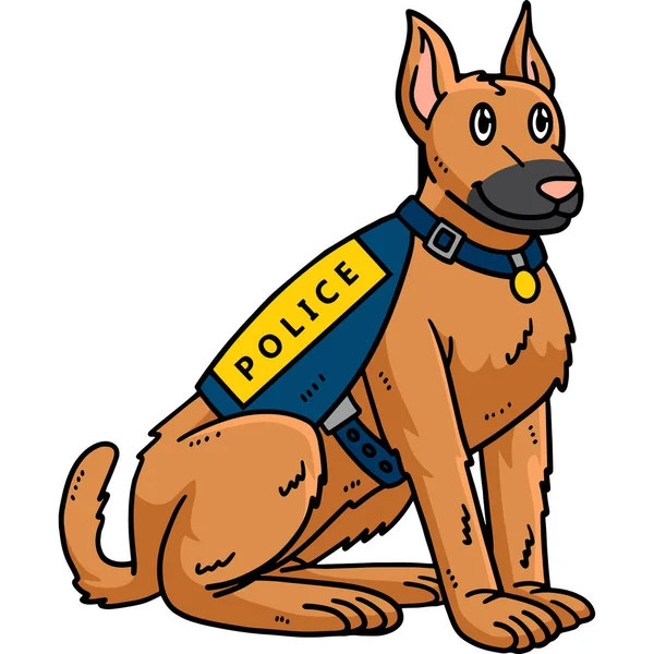 Ten Klip Kreskówki Pokazuje Policyjny Pies Ilustracji — Wektor stockowy