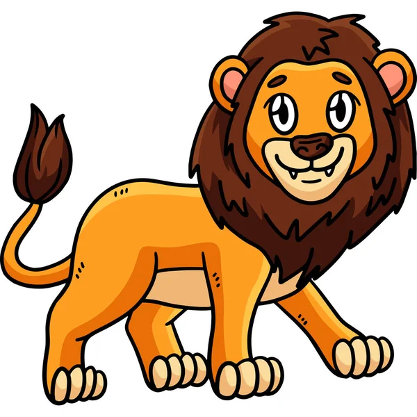 Denna Tecknade Clipart Visar Ett Lejon Illustration — Stock vektor