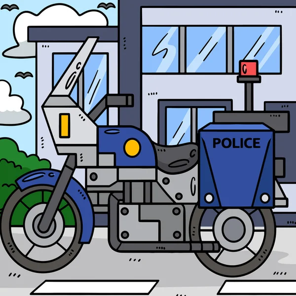 Clipart Bande Dessinée Montre Une Illustration Moto Police — Image vectorielle