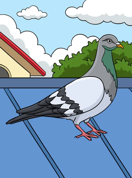 Cartoon Clipart Shows Pigeon Illustration — Stock Vector