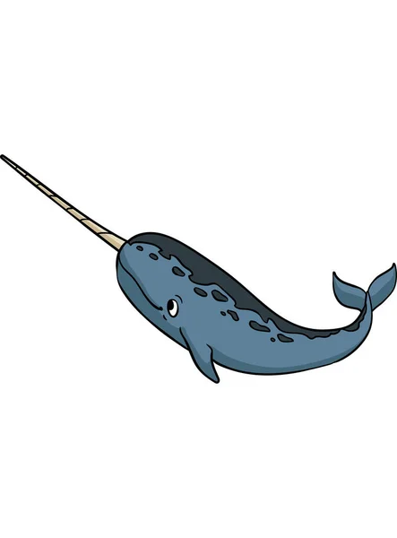 Cartoon Clipart Shows Narwhal Illustration — Stock Vector
