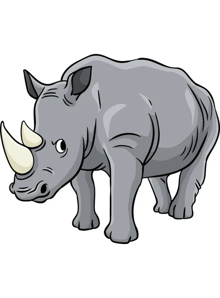 Cartoon Clipart Shows Rhinoceros Illustration — Stock Vector