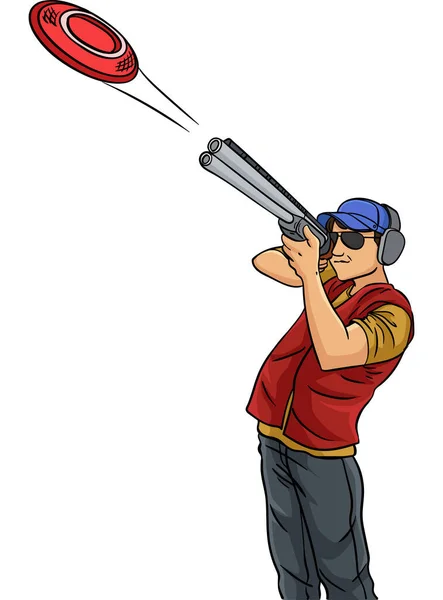 Tento Kreslený Kliparty Ukazuje Skeet Shooting Ilustraci — Stockový vektor