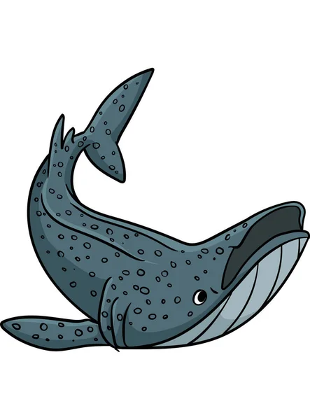 Questa Clipart Cartone Animato Mostra Disegno Squalo Balena — Vettoriale Stock