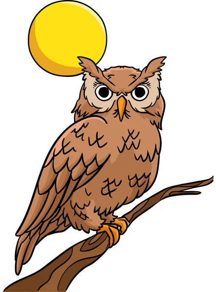 Cartoon Clipart Shows Owl Illustration — Stock Vector