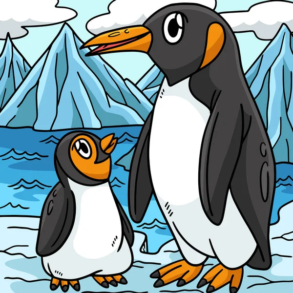 Clipart Dessin Animé Montre Une Illustration Pingouin — Image vectorielle