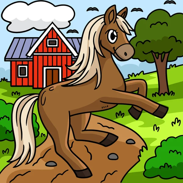 Questo Cartone Animato Clipart Mostra Cavallo Illustrazione — Vettoriale Stock