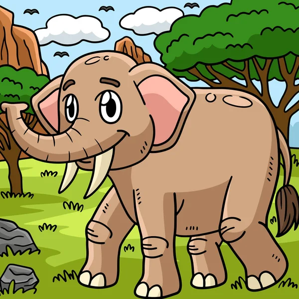 Ten Klipart Kreskówki Pokazuje Ilustrację Słonia — Wektor stockowy