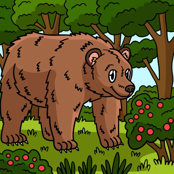 Este Clipart Dos Desenhos Animados Mostra Uma Ilustração Urso —  Vetores de Stock