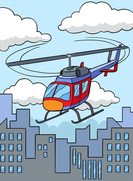 만화의 단면은 헬리콥터의 줍니다 — 스톡 벡터