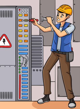 Bu karikatür klibinde bir Elektrikçi illüstrasyonu gösteriliyor.