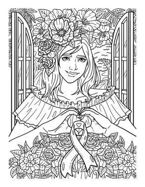 Bir kadının parmaklarıyla kalp şekli oluşturan sevimli ve güzel bir boyama sayfası. Yetişkinlere saatlerce boyama eğlencesi sağlar.