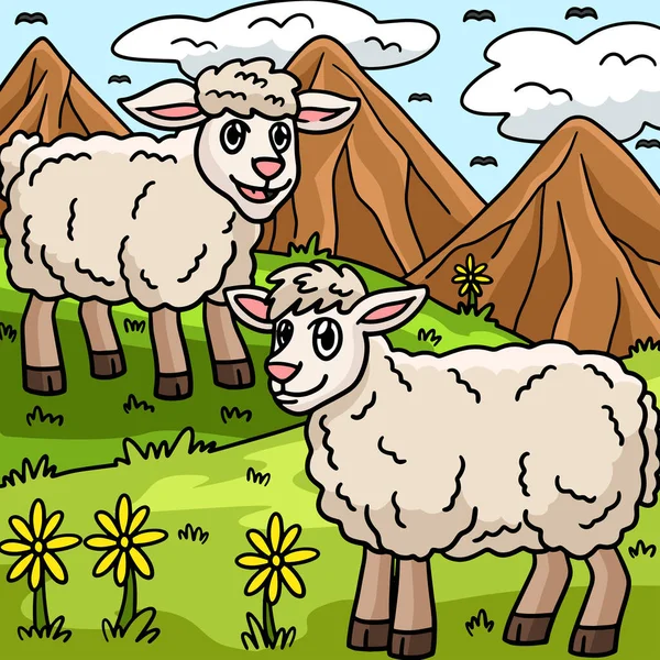 这个漫画部分展示了一个羊的图解 — 图库矢量图片