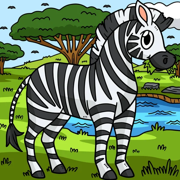 Deze Cartoon Clipart Toont Een Zebra Illustratie — Stockvector
