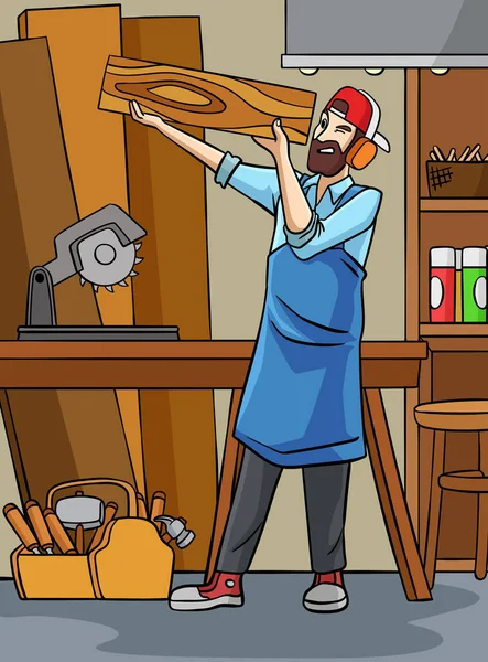 Dieser Cartoon Clip Zeigt Eine Carpenter Illustration — Stockvektor
