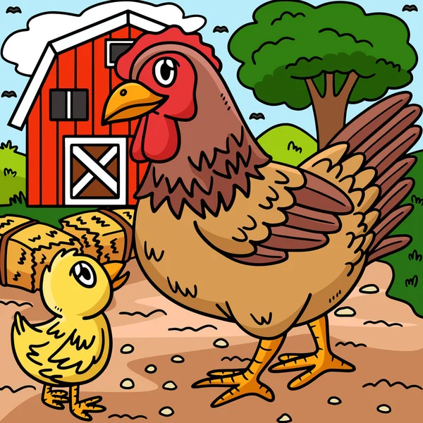 Denna Tecknade Clipart Visar Kyckling Illustration — Stock vektor