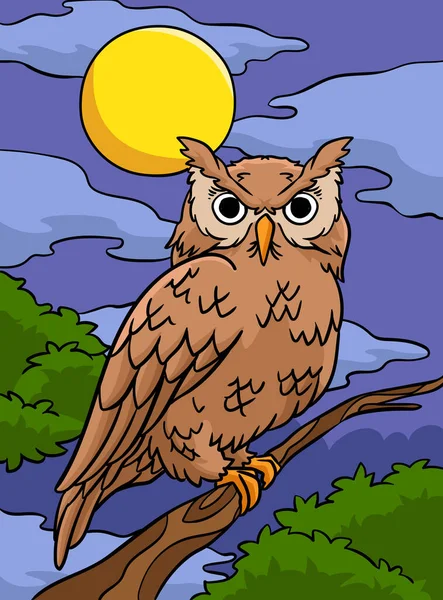 Cartoon Clipart Shows Owl Illustration — Stock Vector