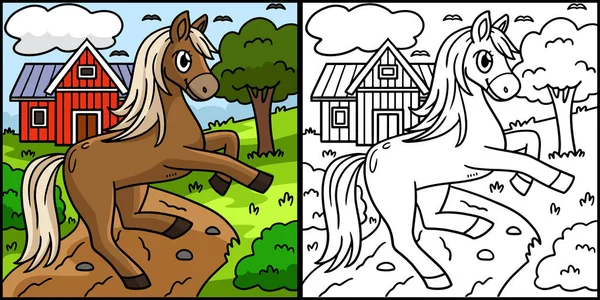 Diese Malseite Zeigt Ein Pferd Eine Seite Dieser Illustration Ist — Stockvektor